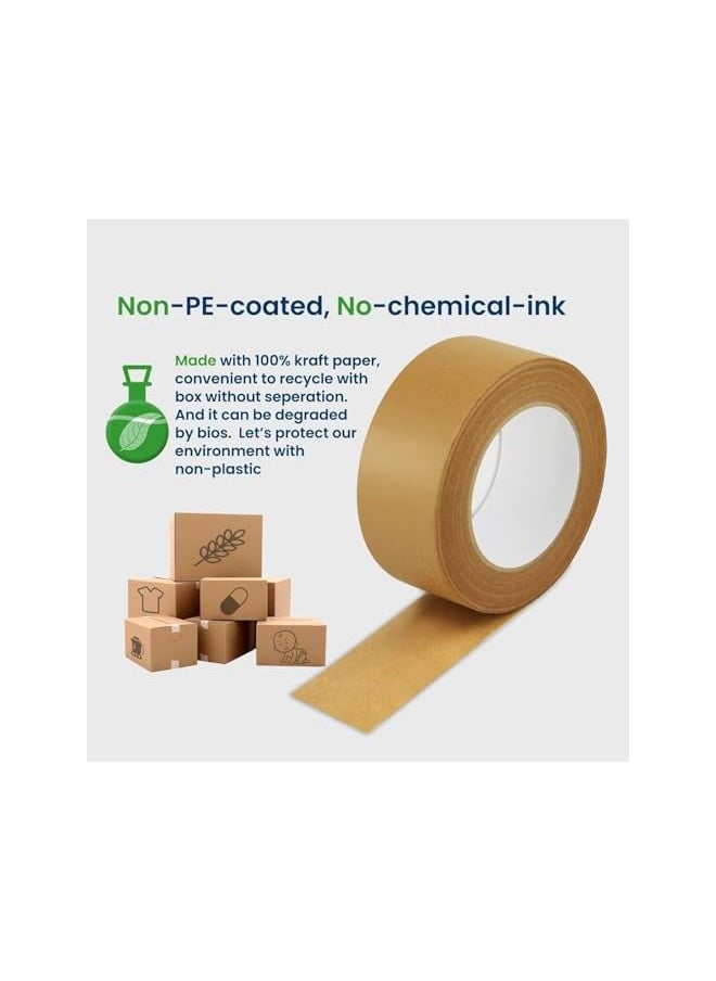 PROMASS - promass Kraft Paper Tape, 6 Rolls Brown Gummed Tape, Kraft Paper Shipping Tape, Brown Paper Tape for Packing Boxes, Warehouse Storage, Moving, Shipping and Carton Sealing (50M × 5CM) - Image 1