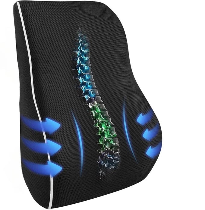 BACK SUPPORT FOR CHAIR PREMIUM MEMORY FOAM LUMBAR SUPPORT CUSHION FOR CAR AND OFFICE CHAIRS AND COMFORT FOR LONG HOURS BACKREST PILLOW FOR POSTURE CORRECTION BACK PAIN RELIEF BLACK LARGE