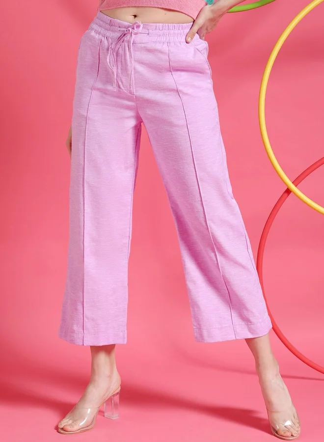Freehand Freehand Women Purple Straight Fit Solid Pants