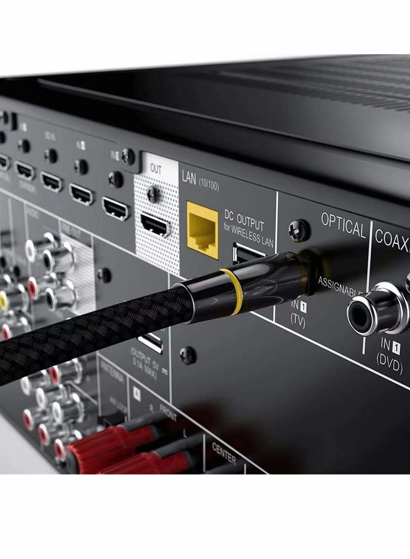 Excefore Digital Optical Audio Cable, 24K Gold-Plated Nylon Braided Optical Fiber Male to Male Cable, 200 cm Digital Optical Cable for Sound Bar, TV, Playstation, 1 Pcs - Image 2