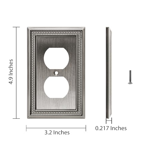 Henne Bery Sunken Pearls Decorative Wall Plate Switch Plate Outlet Cover (Single Duplex, 2 Pack, Heirloom Silver) - Image 3
