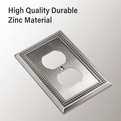 Henne Bery Sunken Pearls Decorative Wall Plate Switch Plate Outlet Cover (Single Duplex, 2 Pack, Heirloom Silver) - Image 2