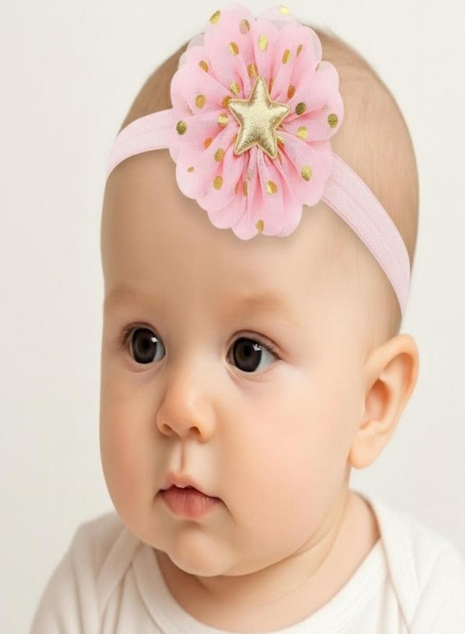 ANNACREATIONS ANNA CREATIONS 3 Pcs Baby Headbands for Baby Girl, Soft Stretchy Hair Bands with Flower and Bow Design, Comfortable and Cute Hair Accessories for Newborn, Infant and Toddler Babies - Image 4