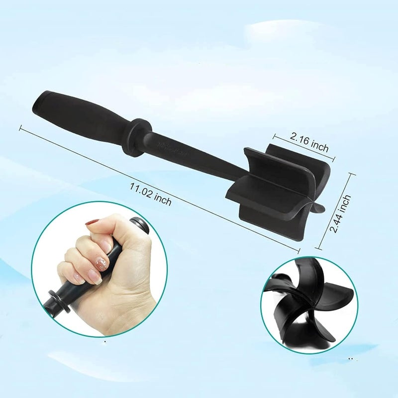 mythos MYTHOS Meat Chopper Heat Resistant Meat Masher for Hamburger Meat Ground Beef Smasher Nylon Hamburger Chopper Utensil Ground Meat Non Stick Chopper Potato Masher Tool 2 Pack Black  - Image 2