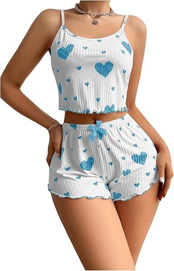 KHALAK Womens Sexy Lingerie Silk Pajamas Cami Shorts Set Lace Nightwear Sleepwear Babydoll (Sky Blue, XL) - Image 5
