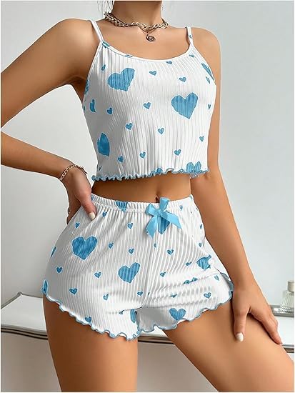 KHALAK Womens Sexy Lingerie Silk Pajamas Cami Shorts Set Lace Nightwear Sleepwear Babydoll (Sky Blue, XL) - Image 4