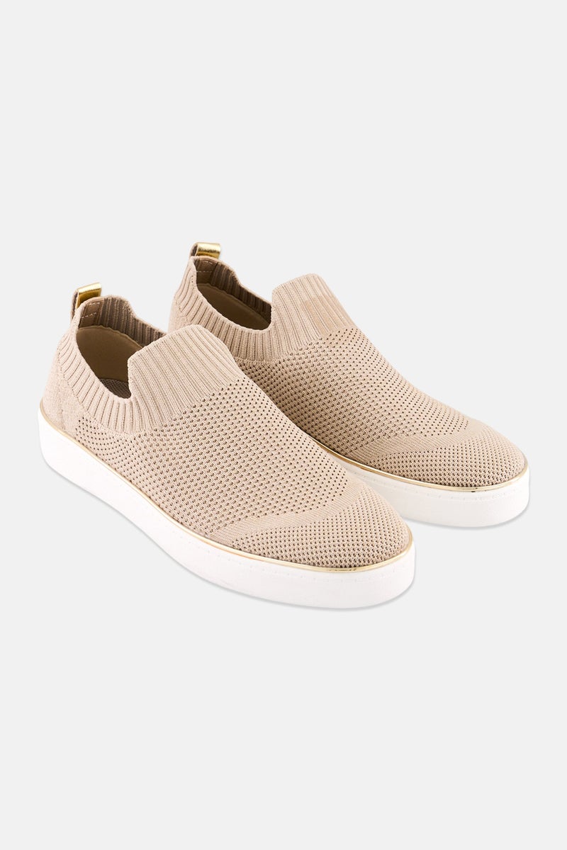 XOXO Women Slip On Casual Shoes, Dark Beige - Image 1