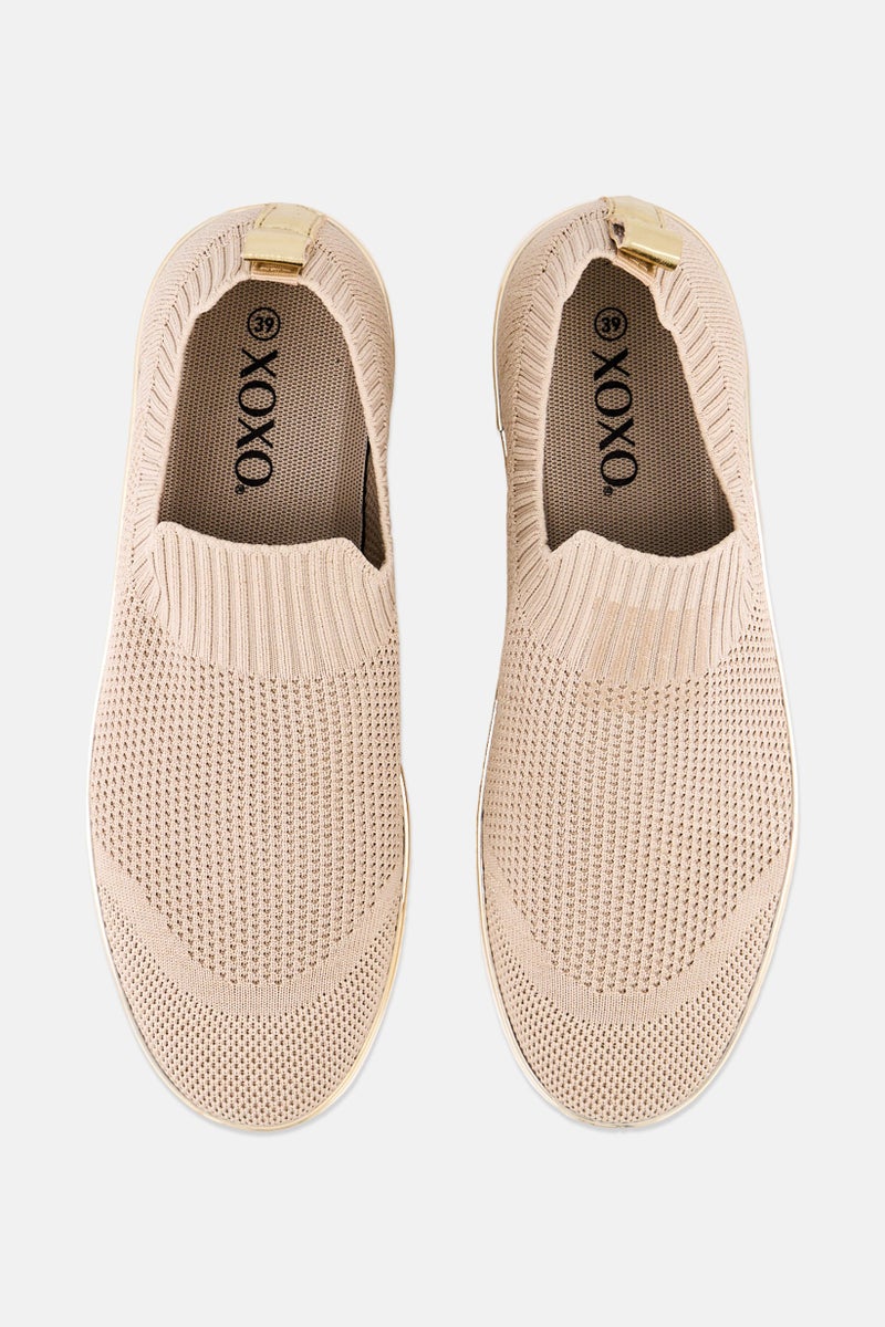XOXO Women Slip On Casual Shoes, Dark Beige - Image 3
