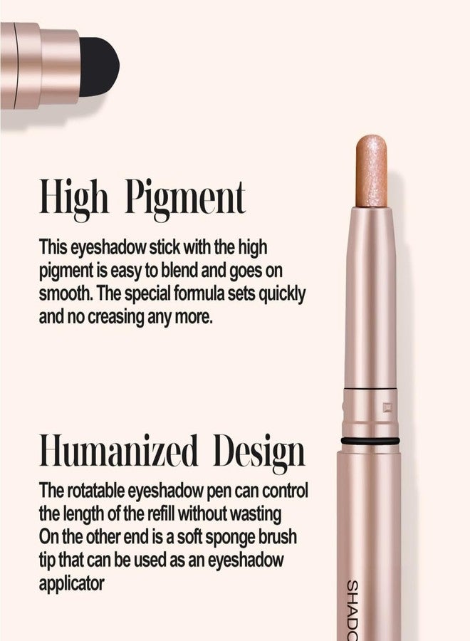 ONarisae Eyeshadow Sticks Long-Lasting Cream Shimmer Finish Easy Apply with Built-in Smudger Blendable Champagne - Image 3