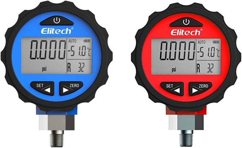 Elitech Refrigeration HVAC Digital Pressure Gauge Set 145500 PSI  145800 PSI 18 NPT - Image 1