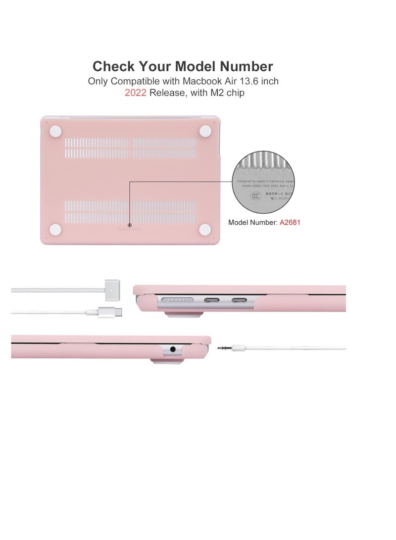 زيكسين حافظة متوافقة مع جهاز MacBook Air الجديد مقاس 13.6 بوصة M3 A3113 M2 A2681 مع Touch ID، إصدار 2024 2023 2022، غطاء بلاستيكي صلب لجهاز Air 13، سطح غير لامع، وردي - Image 3