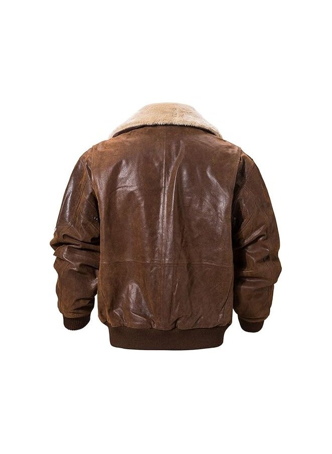 Men's Real Leather Bomber Jacket – Brown Removeable  Fur Collar Leather Jacket for Men - pzsku/Z36D61F3D0711168FBEDCZ/45/_/1735830596/897b2a04-23cb-4948-b40a-7e86200eaa15