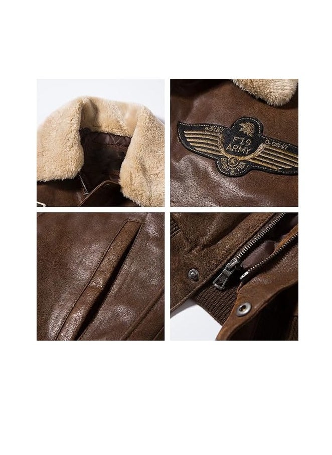 Men's Real Leather Bomber Jacket – Brown Removeable  Fur Collar Leather Jacket for Men - pzsku/Z36D61F3D0711168FBEDCZ/45/_/1735830722/711c1be0-a409-4488-a002-4662bdcd5bd5