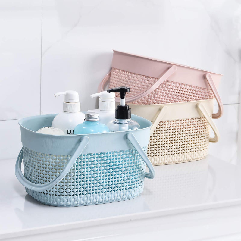 rejomiik Portable Shower Caddy Basket, Plastic Organizer Storage Tote with Handles Toiletry Bag Bin Box for Bathroom, College Dorm Room Essentials, Kitchen, Camp, Gym, Blue - Image 2