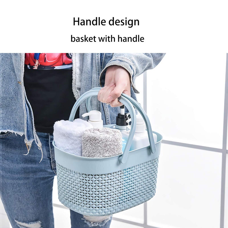 rejomiik Portable Shower Caddy Basket, Plastic Organizer Storage Tote with Handles Toiletry Bag Bin Box for Bathroom, College Dorm Room Essentials, Kitchen, Camp, Gym, Blue - Image 4