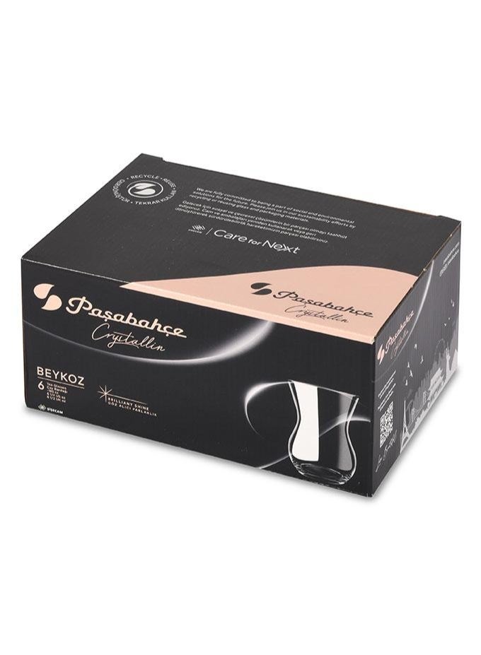 Paşabahçe Pasabahce Crystallin Beykoz Tea Glass 185cc – 6-Piece Turkish Tea Glass Set GB - Image 2