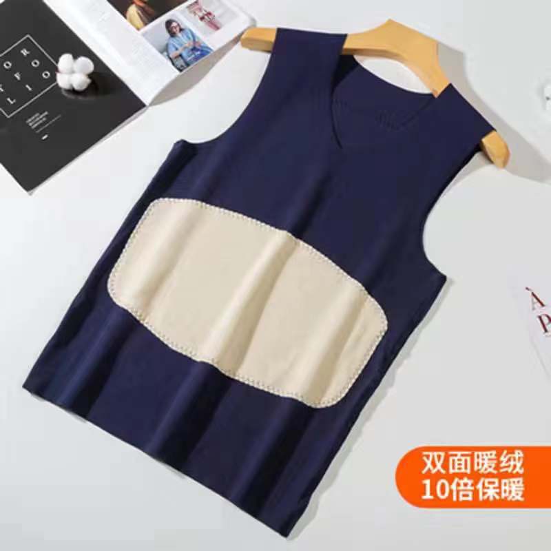New Men'S And Women'S Inner Wear Couple'S Double-Sided Thermal Vest Thickened Velvet Vest Patch Bottoming Shirt For Men - Image 5