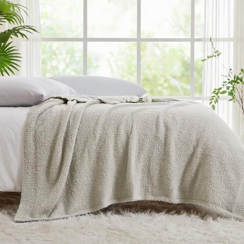 CYMULA Knit Throw Blanket for Couch Light Grey - Super Soft Lightweight Plush Fuzzy Fluffy Warm Cozy Blankets and Throws for Sofa Bed, 50 x 60 inches - Image 3