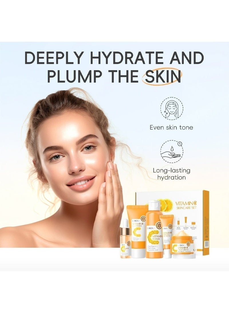 LAIKOU Skin Care Set Vitamin C Women Beauty Gift Sets Skin Care Kit with Cleanser, Toner, Serum, Makeup Eye Cream, Face Cream Travel Kit for Women Teen Girls Mom Daughter Birthday TSA-friendly Sizes 5pcs - Image 3