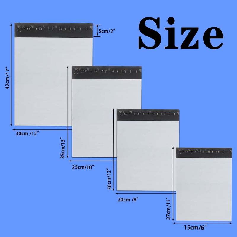 newlng Poly Mailers Shipping Bags Mailing bags100pcs 4 Assorted Sizes White Shipping Envelopes Self-sealing Adhesive Waterproof and Tear-Proof Packaging Bags Shipping Bags for Clothing Books Gift - Image 2