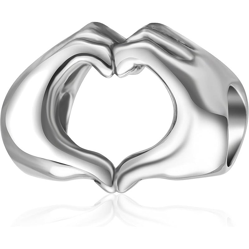 SOUKISS 925 Sterling Silver Love Heart in Your Hands Charm for Charms Bracelets, Xmas/Mothers Day Gifts Idea - Image 1