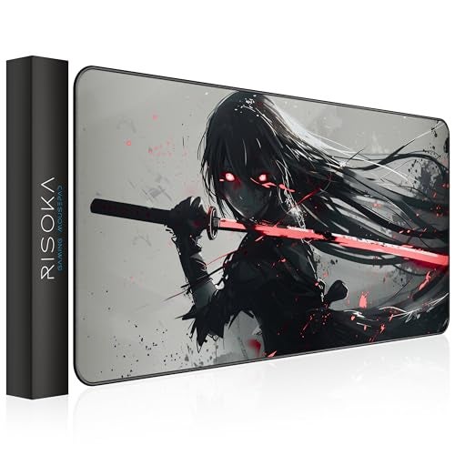 RISOKA XXL Anime Gaming Mouse Pad 35.4 x 15.7 inch - Water-Resistant & Stitched Edges - Large XL Mousepad for Desk - Gamer Accessories Big Full Deskpad Mat Game Mousepads Deskmat - Image 1