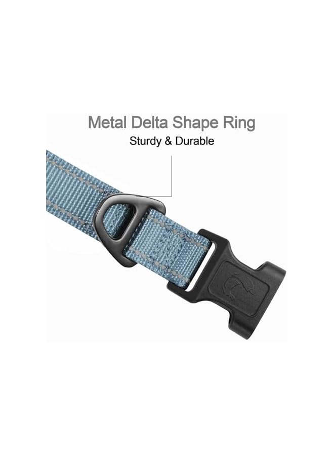 Reflective Dog Collar, Soft Neoprene Padded, Metal D-Ring, Nylon Pet Collar Adjustable for Puppy and Small Dogs, Gray, XS - Image 3