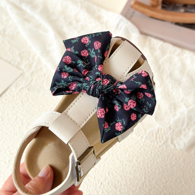 Baby Floral Bow Sandals 2026 Summer Style Kidsren's Velcro Casual Shoes أحذية الأميرة المغلقة للبنات - Image 2