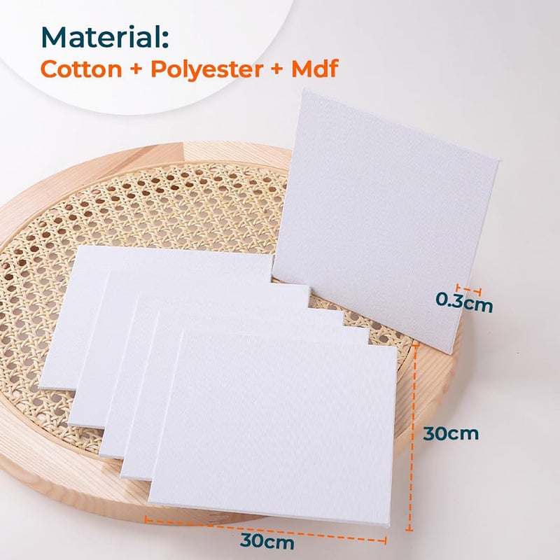 Kuber Industries Blank Cotton Canvas Boards for Painting 30x30 CM Pack of 6 (White) - Image 3