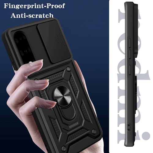 Spazy Case® OnePlus Nord 5 Back Cover | Heavy Duty Hybrid Case with 360 Degree Rotating Finger Ring Holder + Slider Shutter Camera Protection Case for OnePlus Nord 5 - Blue - Image 4