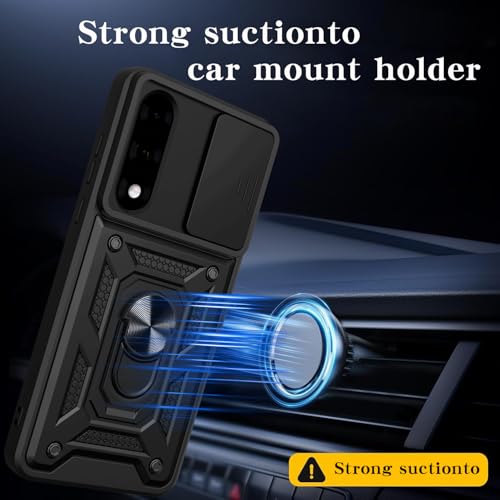 Spazy Case® OnePlus Nord 5 Back Cover | Heavy Duty Hybrid Case with 360 Degree Rotating Finger Ring Holder + Slider Shutter Camera Protection Case for OnePlus Nord 5 - Blue - Image 3