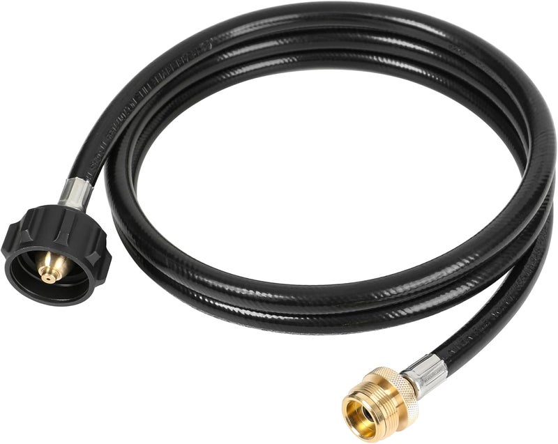ATTKE 1lb to 20lb Propane Tank Adapter Hose, 6 Feet 1 lb to 20 lb Propane Hose Converter Replacement for Weber Q Grill, Coleman Grill, Mr. Heat Buddy Heater, and More Portable Appliances - Image 1