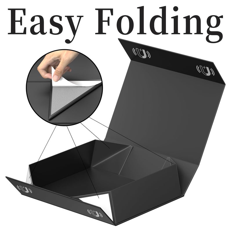 PSHVYM Gift Boxes with Lids, 11.5x7.8x3 In Black Gift Box for Presents Magnetic Closure for T-Shirts, Gloves, Scarves, Books, Baby Clothes, Robes Clothing Gift Wrap, Contains Card, Ribbon - Image 3