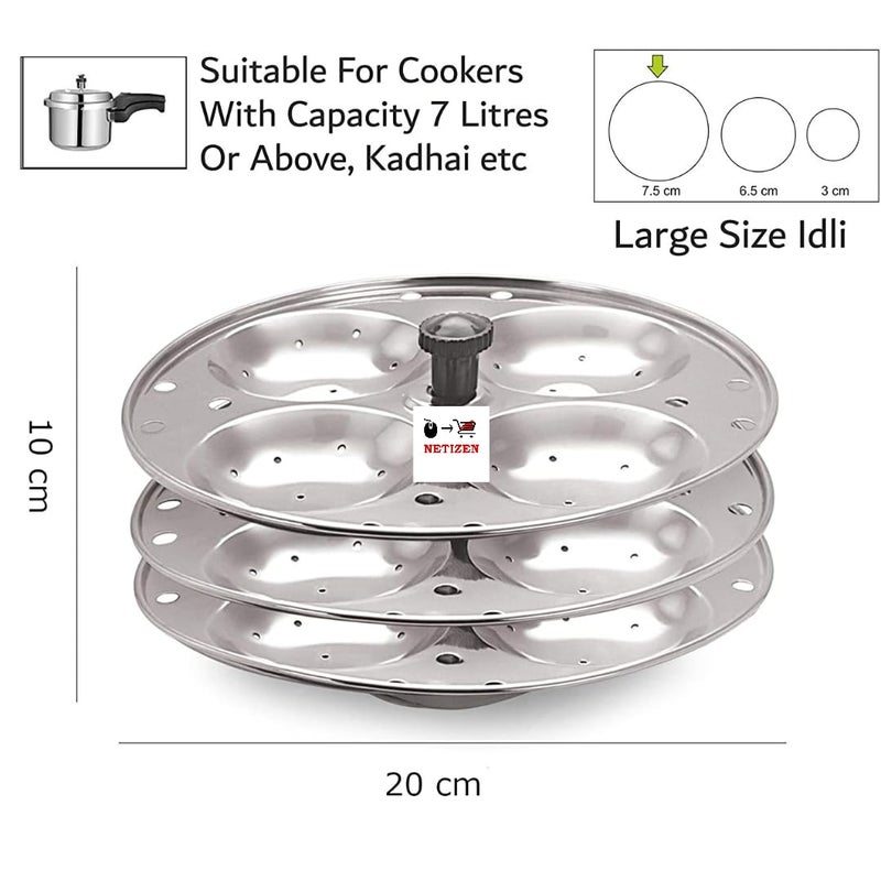 Netizen Non-Stick Stainless Steel Large Size Idli Stand/Idli Maker Makes soft idlis easy at Home, Idli maker stainless steel, idly stand, steel idli plates (3 Plate (12 Idli)) - Image 2