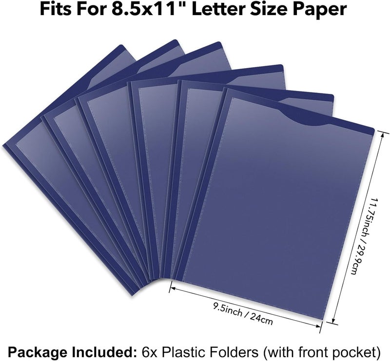 BAOFALI 6 Pack A4 Pocket Plastic Folder 2 Pockets and 3 Prongs 2 Card Slots, Durable, Tear-Resistant Heavy Duty Pocket Folders with Prongs, Colored Prong Folders for Schoolwork & Officer - Image 2