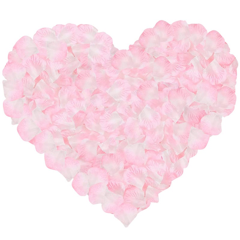 Neo LOONS 1000 Pcs Artificial Silk Rose Petals Decoration Wedding Party Color Light Pink & White - Image 1