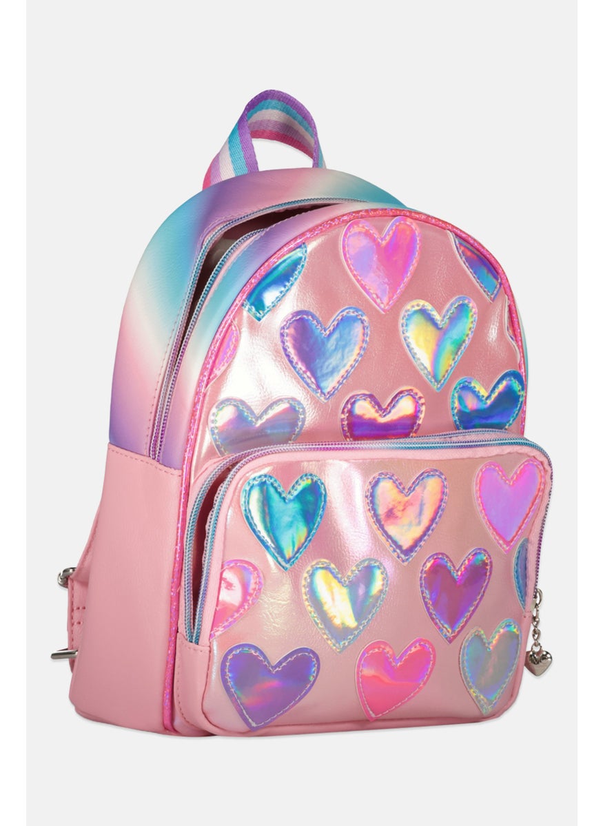 OMG Accessories - Kids Girl Metallic Backpack 26 H x 21 L x 11 w cm, Pink Combo - Image 1