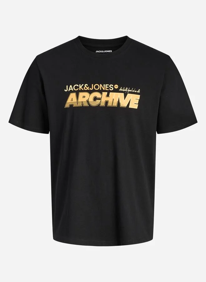 JACK & JONES Black Crew Neck Logo Print T-Shirt