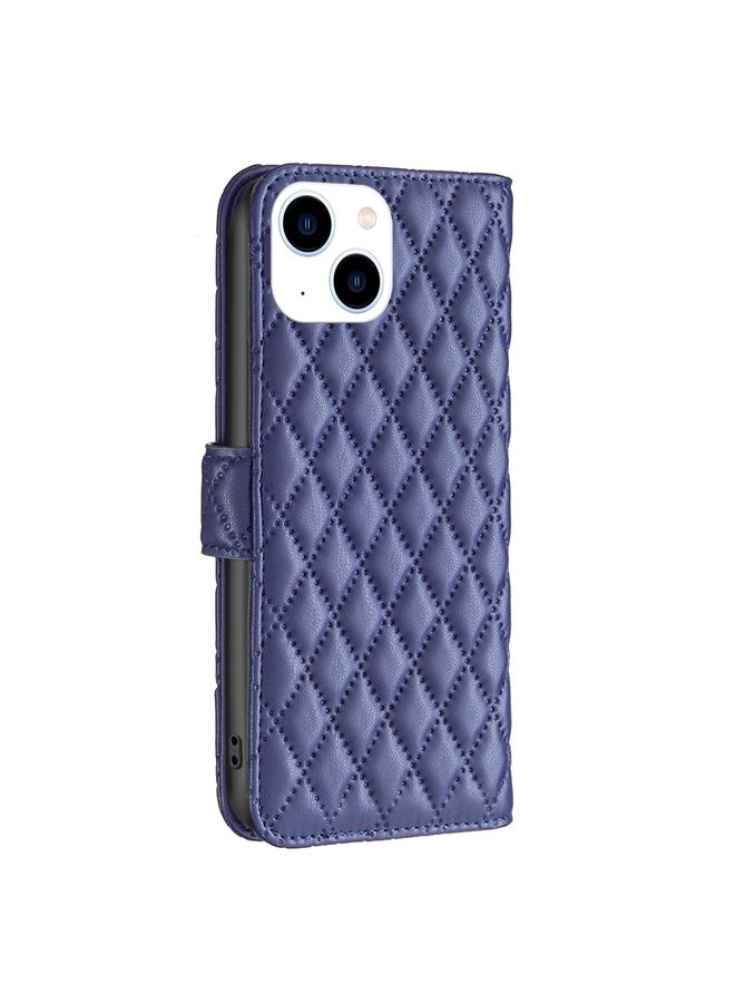 اس-توب جراب هاتف iPhone 14 من الجلد بتصميم شبكي ماسي مع محفظة قابلة للطي - Image 3