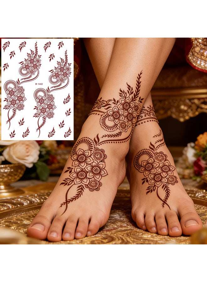 Mehendi Stickers Henna Mehendi stencil Tattoo Sticker for Hands Temporary Waterproof Mehndi Tattoo Body Art for Women & Girls - Image 5