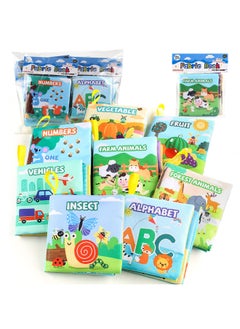 Generic Three-dimensional Baby Cloth Book Early Education Toys 4 Pages 8 Sides 9 Theme Suit Palm Book Forest Animal English Cognition-Color:2962 Card Head Cloth Book 9 Books 1 Set 207g  - Image 2