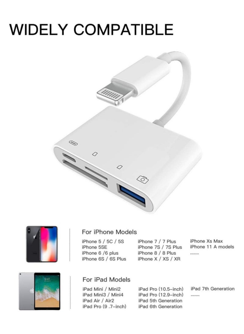 Generic Camera Memory SD Card Reader Compatible for iPhone,Compatible with Lightning Male to USB Female OTG Adapter Micro TF Power Charging Splitter Charger Connector for Apple for ipad  - Image 3