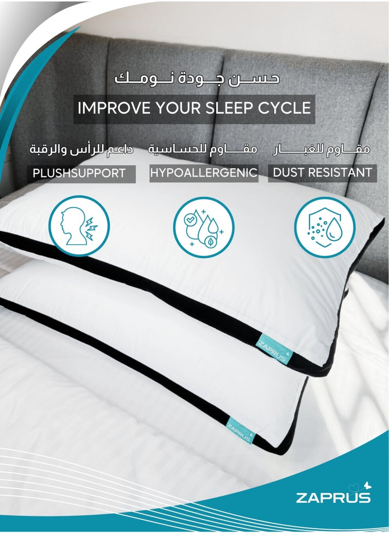 Zaprus Zaprus Orignal 75x50 cm Pillows 1200g Down Alternative Soft Cooling Comfort Anti-Allegy Hotel Quality Bed Pillow for Supportive and Deep Sleep (Full Black Brim)  - Image 2