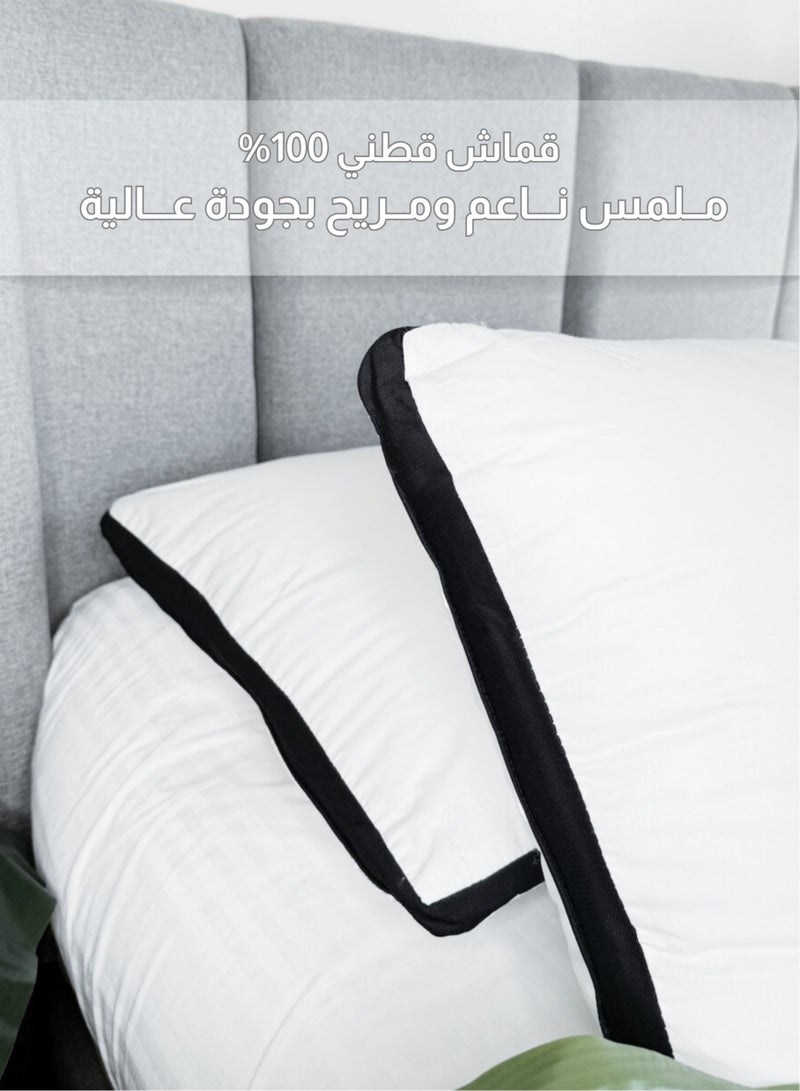 Zaprus Orignal 75x50 cm Pillows 1200g Down Alternative Soft Cooling Comfort Anti-Allegy Hotel Quality Bed Pillow for Supportive and Deep Sleep (Full Black Brim)