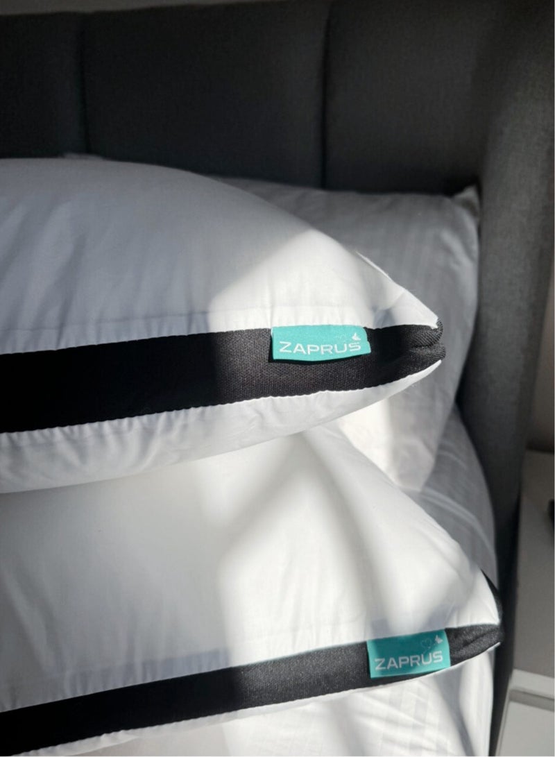 Zaprus Orignal 75x50 cm Pillows 1200g Down Alternative Soft Cooling Comfort Anti-Allegy Hotel Quality Bed Pillow for Supportive and Deep Sleep (Full Black Brim)