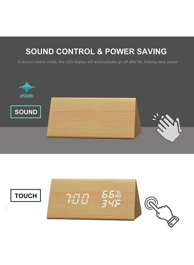 LED Digital Wooden Alarm Clock - Image 5