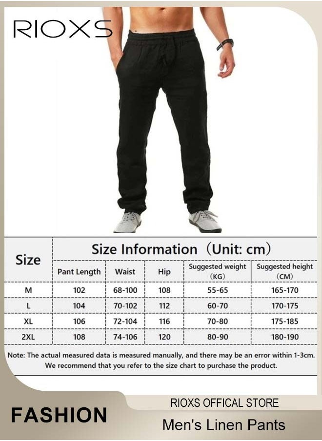 Men's Cotton Linen Trousers, Solid Summer Beach Yoga Pants, Casual Elastic Waist Drawstring Trousers, Lightweight Pants With Two Side Pockets, Gift For Men Friend Father - pzsku/Z36D72CAB5E94876AF22EZ/45/_/1735095111/f8f75a9c-a4c5-46df-b084-425e236d3102