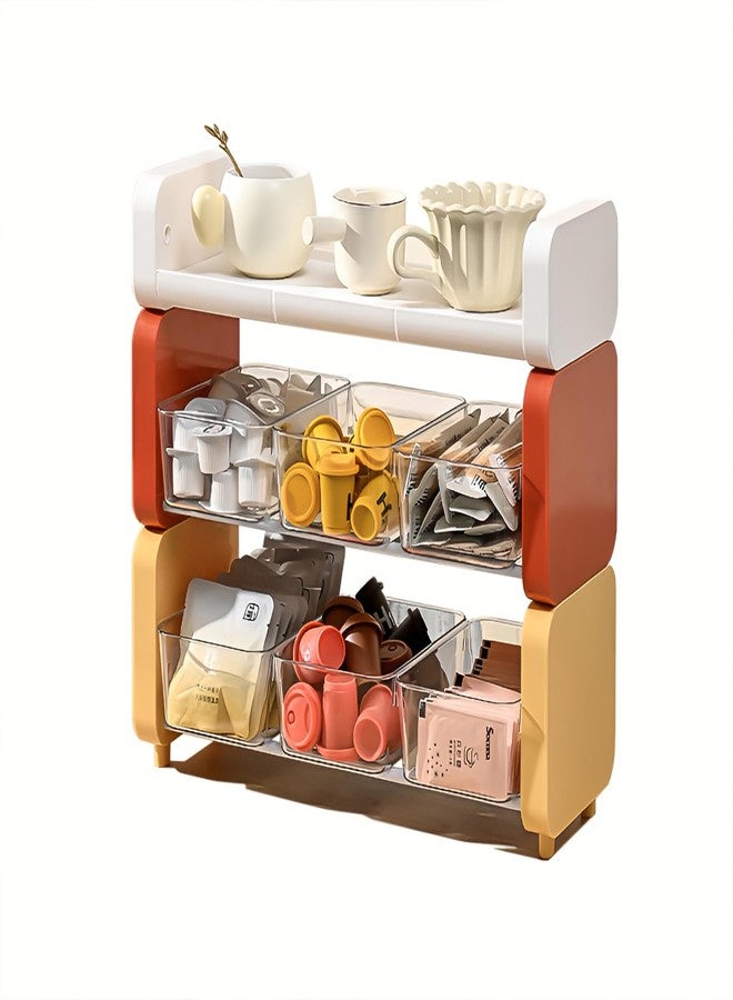 LamChyar Coffee Bar Organizer for Countertop, 3-Tier K-Cup Organizer, Tea Bag Organizer, Coffee Accessories Storage Rack for Coffee Pod Sugar Bags Drinking Straw - Image 1
