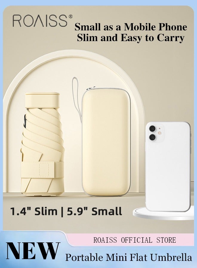 رويس مظلة متعددة الوظائف للسيدات مع طلاء مكثف للعزل الحراري والتبريد وأضلاع مظلة مقواة لزيادة مقاومة الرياح والمطر طيها ست مرات بتصميم مدمج للمطر والشمس بمعيار UPF50 - Image 1