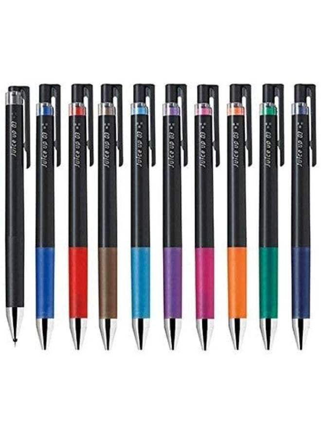 قلم حبر جل قابل للسحب من بايلوت جويس أب 03، نقطة فائقة الدقة 0.3 مم، LJP-20S3، مجموعة 10 ألوان